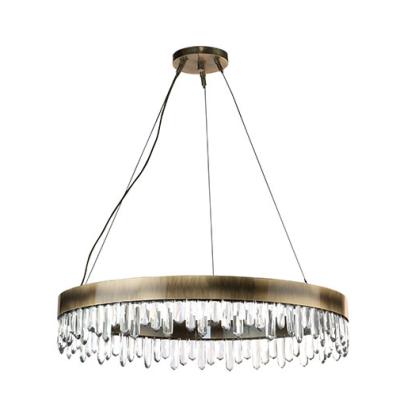 China L4u Modern Home Contemporary Brass Finish Round LED Chandelier Lighting with Crystal Home Decor Pendant Lamp for sale