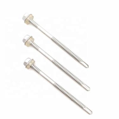 China Pan Double Thread High Quality Self-Drilling Paint Hex Head Screws With Clear Gasket for sale