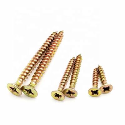 China Pan Wholesale Golden Zinc-Plated Fin Thread Countersunk Head Drywall Screws For Gypsum Board for sale