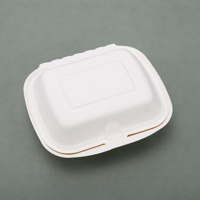 China Contemporary Good Quality Sugarcane Bagasse Food Packing Box 6 Inch Bagasse Fast Food Box Paper Bagasse Food Container Hamburger Box On Sale for sale