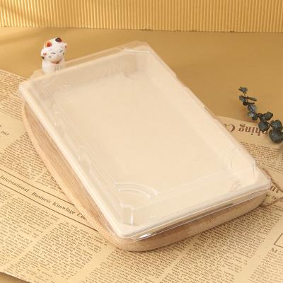 China Biodegradable custom most popular safety one time sushi paper box paper sushi takeout box with clear lid for sale