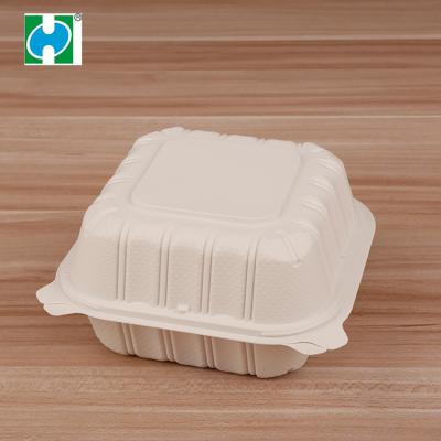 China Wholesale Eco-friendly Eco-friendly Clamshell Fruit Cake Food Container Cornstarch Biodegradable Packaging Box for sale