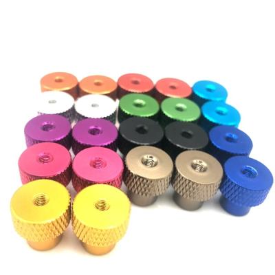 China Custom Colored Anodized Aluminum Knurled Nut M3 M4 M6 M8 M10 Inch Knurled Nut for sale