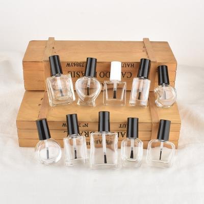 China Free Sample 2ml 5ml 6ml 8ml 10ml 15ml Cosmetic Custom Clear Empty Glass UV Gel Nail Polish Bottle With Brush for sale