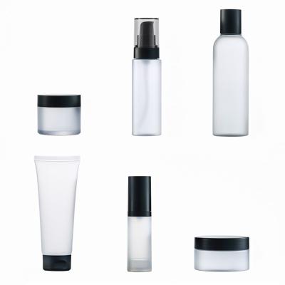 China 30ml 100ml 200ml Pet Cosmetics Packaging Bottle Set Pump Bottle Travel Airless Cream Pet Bottle And Jar for sale