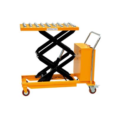 China Hotels 1000 Kg Hydraulic Semi-Electric Double Scissor Platform Mobile Folding Lifting Platform for sale