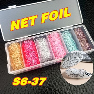 China Newest Nail Art Decoration Mesh Nail Art Sticker Gold Silver Net Line Decal Manicure Lace Cavity Foil Design Wraps Decorations Accessories for sale