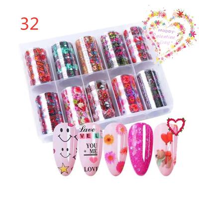 China Factory Newest Valentines Day Aluminum Foil Nail Art Decoration Type For Nail Art Sticker For Nail Art Decoration NO.32 for sale