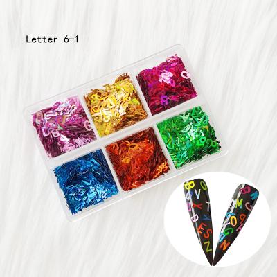 China Finger 6 Grid Heart Glitter Letter Nail Art Glitter For Nail Art Decoration Stock Valentines Heart Nail Glitter for sale