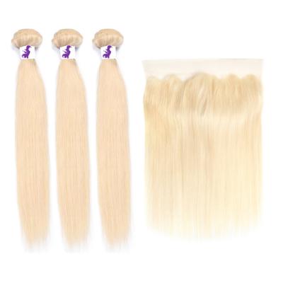 China Qingdao Hair Vendor 613 Blonde Straight Hair Bundles With Headband for sale