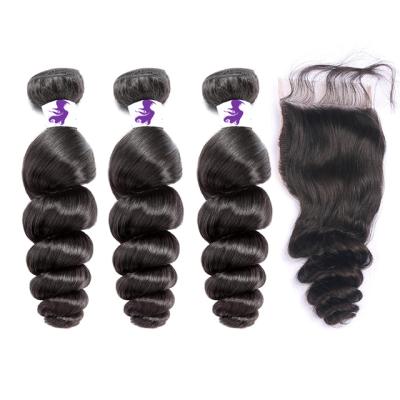 China Wholesale Loose Wave Virgin Hair Cuticle Aligned Human Hair Bundles With Closure for sale