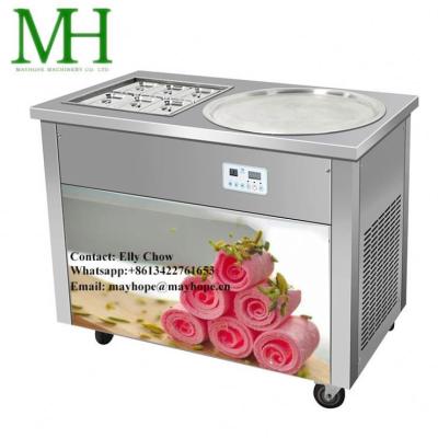 China Pan Fried Cold Dish Double Snack Factory Price Ice Cream Roll Machine Ice Cream Dish For Making Ice Cream Roll for sale