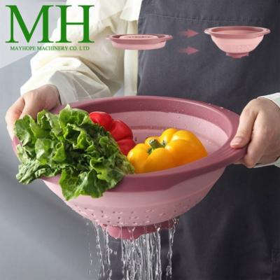 China Plastic Expanding Fruit Lazy Storage Round Collapsible Silicone Shampoo Bowl Drain Basket For Sink for sale