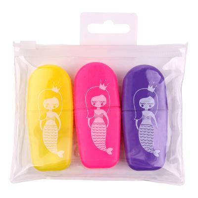 China Licheng HM670 Mini Cute Mermaid Highlighter Pen Highlighter Pen Set for sale