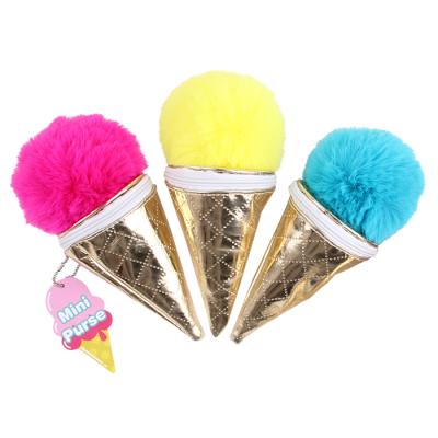 China Plush Coin Purse Licheng BXN527 Fur Coin Purse, Novelty Small Ice Cream Plush Coin Purse for sale