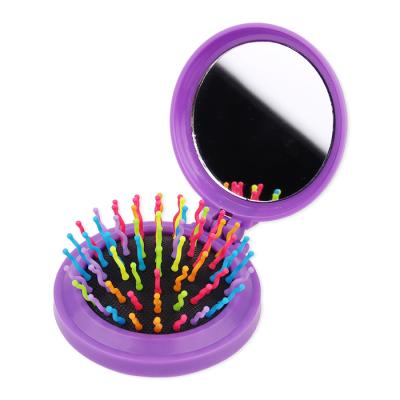 China Licheng Foldable MI31 Pop Up Brush Mirror, Mini Round Folding Hair Brush With Mirror for sale