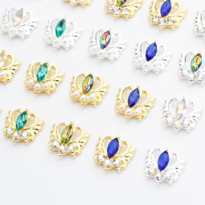 China Fashionable Diamond Jewelry Angel Nail Art Alloy Diy 3d Heart Shaped Nail Stickers for sale