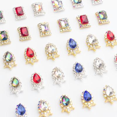 China Fashionable Rhinestone Sticker Metal Octagonal Nail Charm 3d Nail Art Decoration Accessories for sale