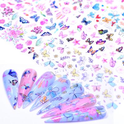 China 10Pcs Trendy Butterfly Nail Foils Set Iridescent Stickers For Nails Art Decals Sliders Transfer Paper Wraps Manicures Decorations for sale