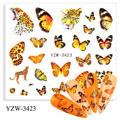 China Trendy Nail Butterfly Stickers Flowers Leaves Self Adhesive 3D Decals Transfer Sliders Wraps Manicure Foils DIY Decorations Tips for sale