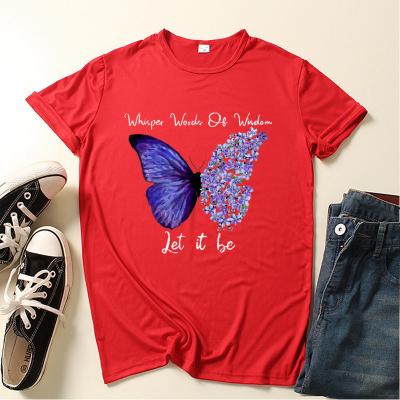 China Dropship QUICK DRY Unisex Butterfly Letter Graphic Pattern Printed Short Sleeve T-Shirt For Men And Women xs-4L for sale