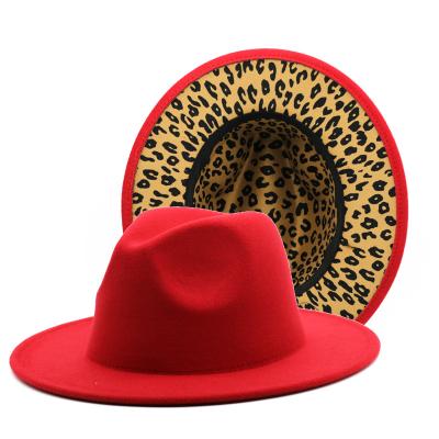 China European And American Style Custom Design Classic In-house Felt Fedora Hat With Leopard for sale