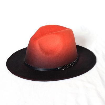 China European and American New Product Style Solid Dark Teal Color Ombre Fedora Hat With Belt for sale