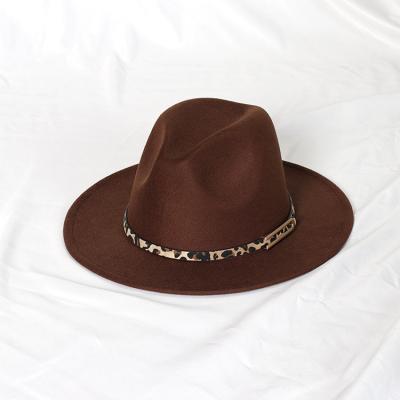 China European And American Style Gold Leopard Fedora Hat For Men Fashion Panama Belt Felt for sale