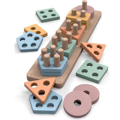 China Eco-friendly non-toxic Montessori toys wooden sorting and stacking toys for toddlers suitable for boys and girls for sale