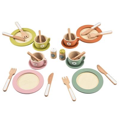 China Eco-Friendly Non-Toxic Wooden Toy Dishes and Cutlery Kitchen Set, Montessori Kitchen Toys for Girls and Boys, Wooden Toy Kitchen Accessories for sale