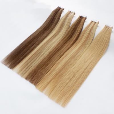 China Wholesale 100% Curly Tape Glue 8A Wave Hair Extension Full Cuticle One Donor Silky Straight Indian Virgin Hair 100% in stock for sale