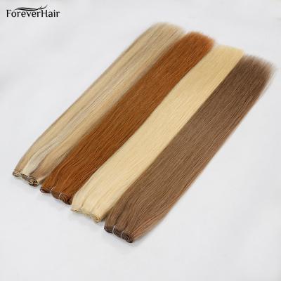 China Best Selling Silky Straight Handmade Machine Made Machine Made White Double Weft Remy Hair Human Hair Weft Hand-tied Forever Hair Weft Extension for sale