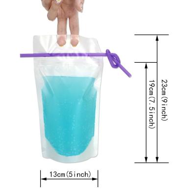 China 200pcs Clear Drink Pouches Bags Smoothie Bags Reclosable Zipper Heavy Duty Hand-held Translucent Stand-up Plastic Pouche for sale