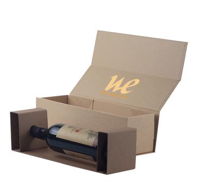 China Good quality custom logo printing foldable single bottle Wine gift packaging boxes for wine bottle for sale