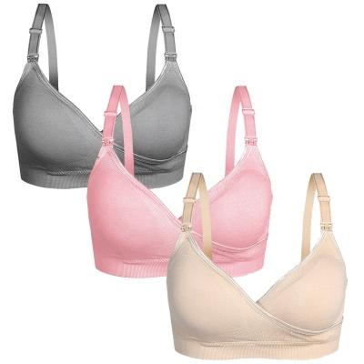 China Breathable Plus Size Puerperal Pregnancy Nursing Bra Front Open Nursing Bra For Maternity Women Wireless Seamless Cross Bra for sale