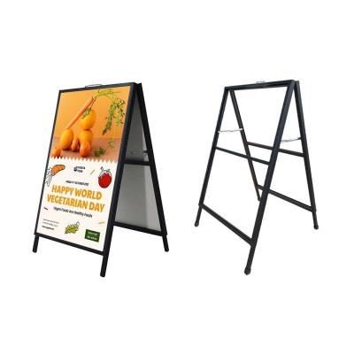 China Outdoor Advertising Board Safty Sidewalk Road Sign Iron One Side Double Frame Poster Stand for sale