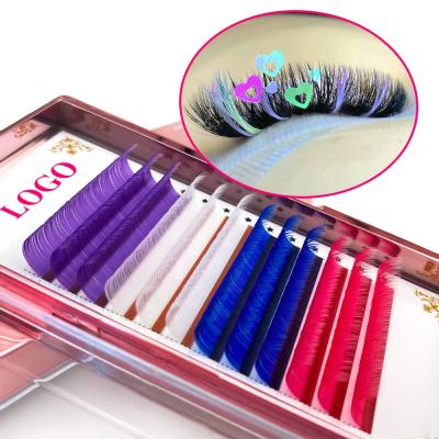 China Natural Soft Professional Private Label Lashes Silk Supplies Color Lash Extensions Faux Mink Individual Eyelash for sale