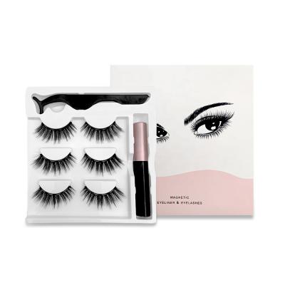 China 2022 Soft Natural New Wholesale Lashes Magnetic Eye Lashes Magnetic Eye Lashes With Eyeliner Kit for sale