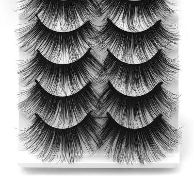 China New 5 Pairs Long 3d 30mm 25mm Thick Fluffy Natural Mink Feather Eyelashes Lashes Custom Seller Extensions for sale