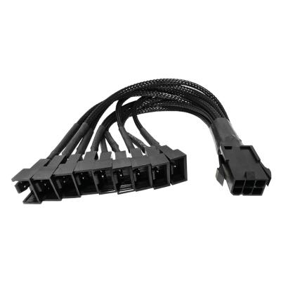 China Computer 1 to 9 Way Nylon Mesh 6Pin to 4 Pin Radiator Cooling Fan Chassis Computer Power Supply Splitter Adapter Cable Supports 3PIN for sale