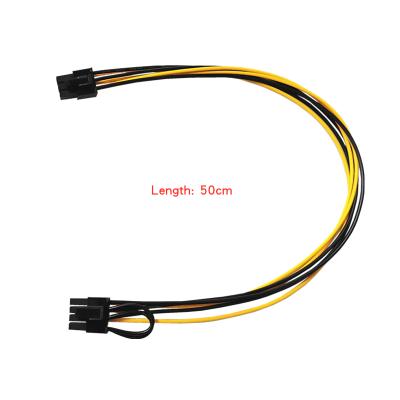 China 50cm Copper 6pin to 8pin Public to Public Graphics Power Cable Riser Cable PCI Express PCIE Video Card Adapter Supply Power Cord for sale