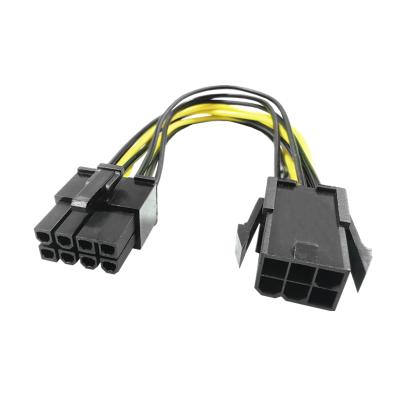 China COMPUTER ATX 6 Pin Female to 8 Pin Male Power Cable Cord Adapter PC Graphics Card GPU Power Supply Extension Cable 6 pin to 8 pin for sale