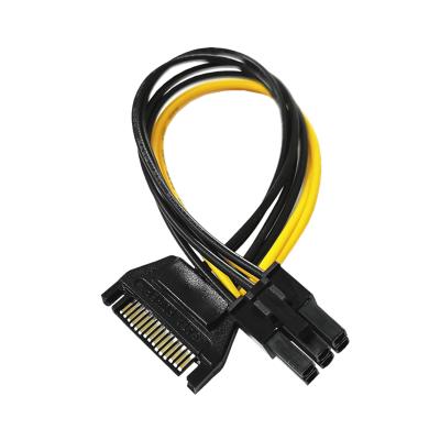 China Copper Line 15 Pin To 6 Pin PCI EXPRESS PCI-E Sata Graphics Converter Adapter Video Card SATA Power Cable SATA Power Supply Cable for sale