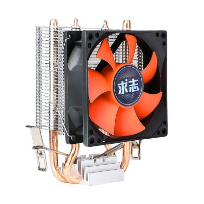 China Dual CPU CPU Cooler Heatpipes Radiator Computer Cooling 3 PIN Silent Fan 2 Copper Pipe For Intel 1150 1155 1156 1366 AM2 AM3 AM4 AMD for sale