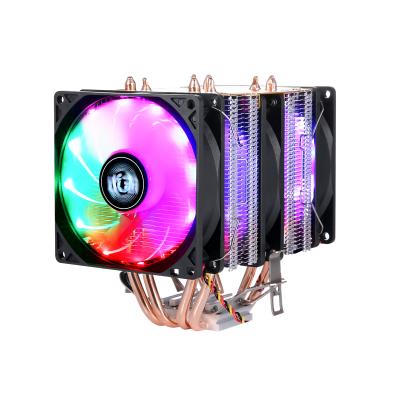 China QZ-820 4 Processor Heat Pipe Tower Three Fans Double Copper Pipes AMD Desktop CPU Cooler Air Cooling Fan 3/4 Pin Mute 1151 1155 1366 for sale