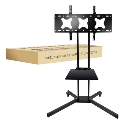 China TNTSTAR Y700 Mobile Fixed Rolling TV Support Stand On Lockable Wheels With Tilt Mount And Adjustable Shelf For 32-75 Inch TV Bracket Mobile for sale