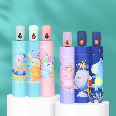 China Easy Carry Children Cartoon Design Large Size Automatic Sunny Rainy Protection Folding UV Umbrella for sale