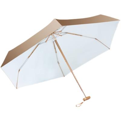 China Gold Color Travel Portable 5 Mini Pocket Umbrella Super Sun Protection Casual Cover for sale