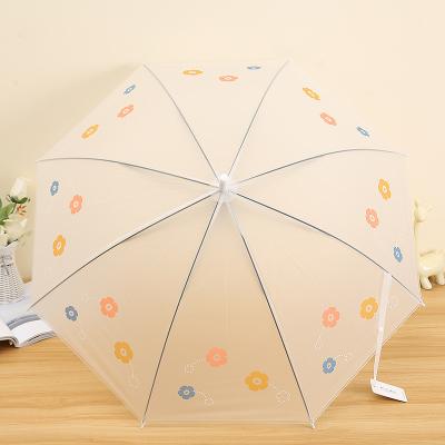 China Poe Fashion Children's Colorful Straight Clear Umbrella Transparent Rain Umbrella for sale