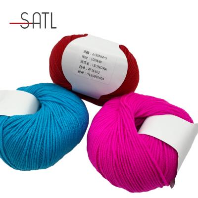 China Sustainable Stock Cheap Price Biella Chat Worsted 100% Leonora 2/30nm*5 Merino Wool 50g One Ball Yarn For Hand Knitting for sale